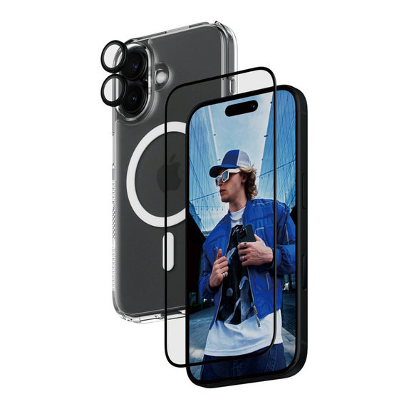 Bundle 3-in-1 Hoops + UWF Panzerglas + Hard Case für iPhone 16, PanzerGlass