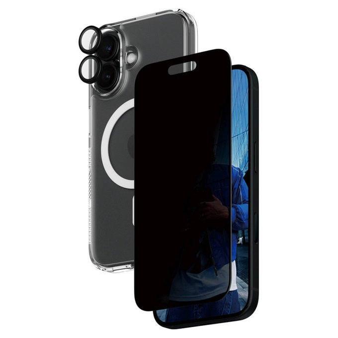 Bundle Hoops + UWF Privacy Panzerglas + Hard Case für iPhone 16, PanzerGlass
