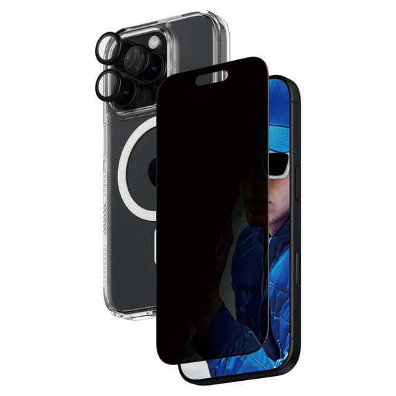 Bundle Hoops + UWF Privacy Panzerglas + Hard Case für iPhone 16 Pro, PanzerGlass