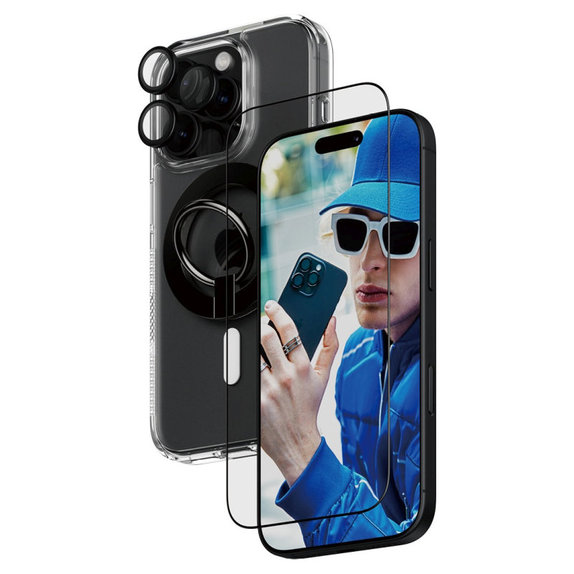 Bundle Hoops + UWF Panzerglas + Hard Case + Magnetic Ring Mount für iPhone 16 Pro, PanzerGlass