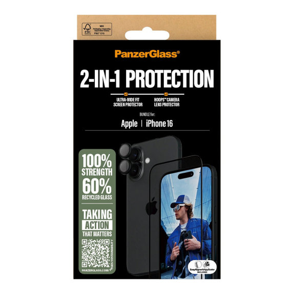 Bundle Hoops + UWF Schutzglas für iPhone 16, PanzerGlass
