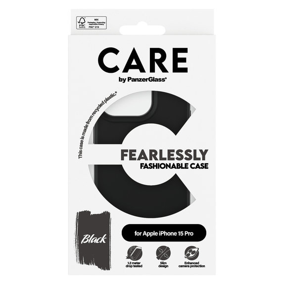 Hülle Fearlessly für iPhone 15 Pro, Schwarz, PanzerGlass