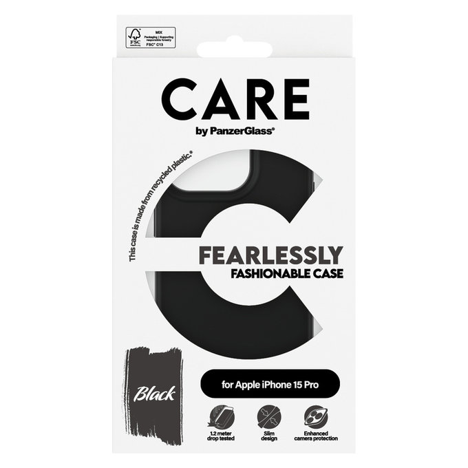 Hülle Fearlessly für iPhone 15 Pro, Schwarz, PanzerGlass
