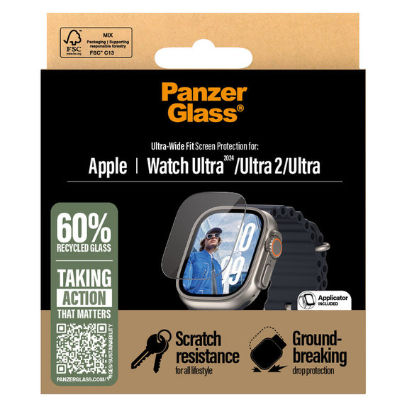 Panzerglas für Apple Watch Ultra 2024/Ultra 2/Ultra, Klar, PanzerGlass