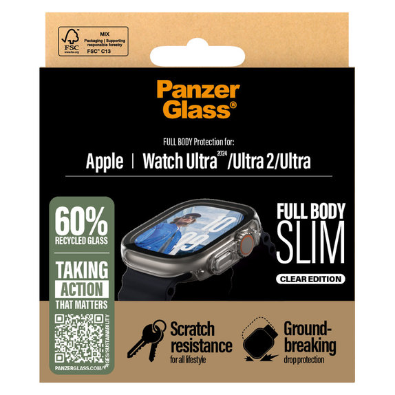 Panzerglas Full Body Slim für Apple Watch Ultra 2024/Ultra 2/Ultra, Klar, PanzerGlass