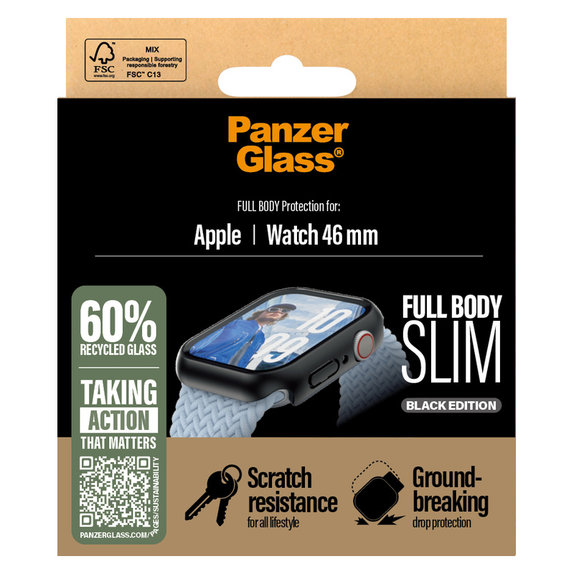 Panzerglas Full Body Slim für Apple Watch 11/10 46 mm, Schwarz, PanzerGlass