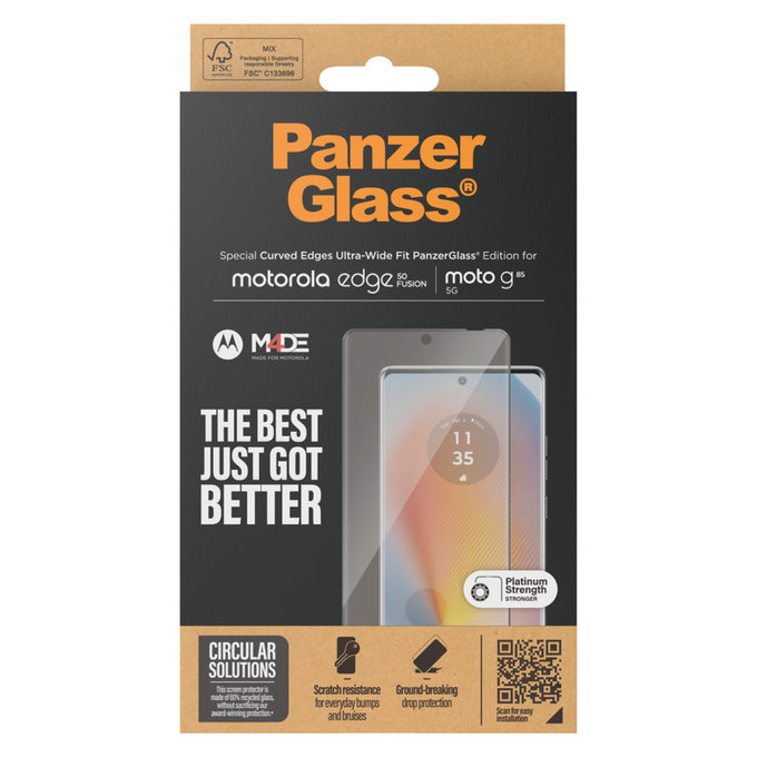 Panzerglas UWF für Motorola Moto G85 5G/Edge 50 Fusion, Schwarz, PanzerGlass