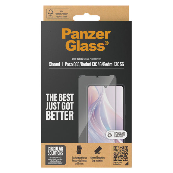 Panzerglas UWF für Xiaomi Redmi 13C 5G, Schwarz, PanzerGlass