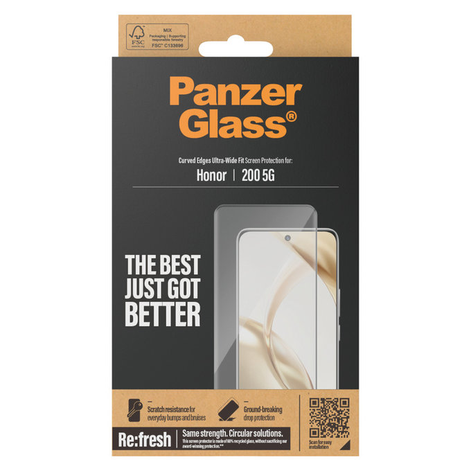 Panzerglas Re:Fresh UWF für Honor 200, Schwarz, PanzerGlass