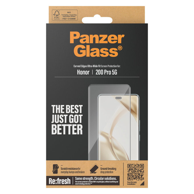 Panzerglas Re:Fresh UWF für Honor 200 Pro, Schwarz, PanzerGlass
