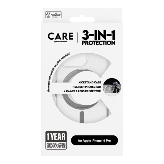 Bundle Hoops Ceramic + UWF Ceramic Panzerglas + Kickstand Hülle für iPhone 16 Pro, CARE