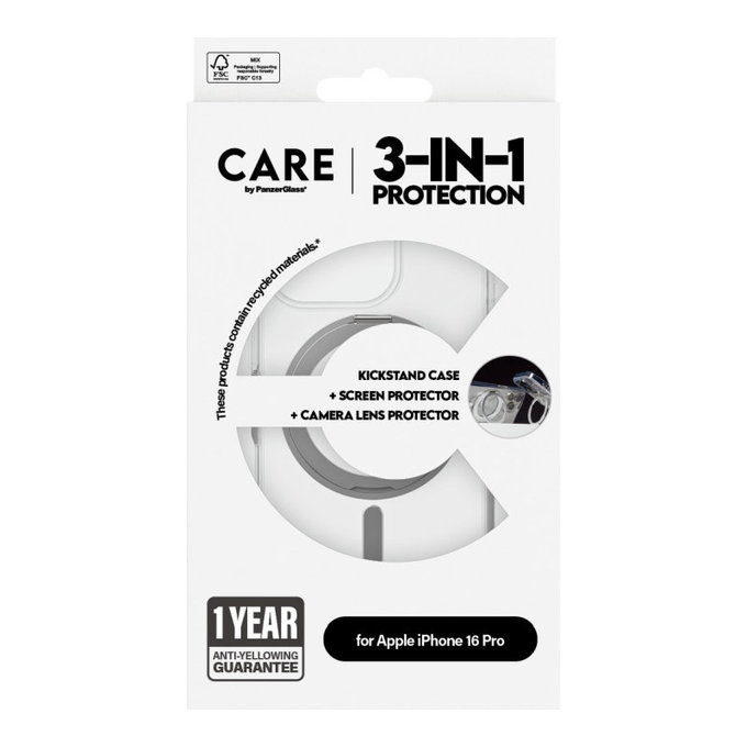 Bundle Hoops Ceramic + UWF Ceramic Panzerglas + Kickstand Hülle für iPhone 16 Pro, CARE