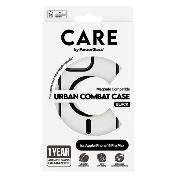 Hülle Urban Combat mit MagSAFE by PanzerGlass für iPhone 15 Pro Max, Schwarz, PanzerGlass