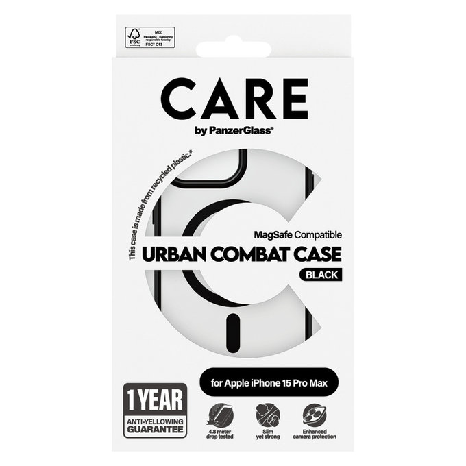 Hülle Urban Combat mit MagSAFE by PanzerGlass für iPhone 15 Pro Max, Schwarz, PanzerGlass