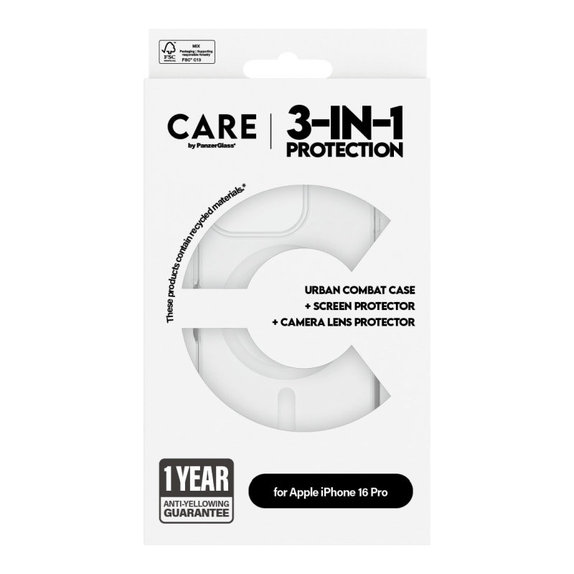 Bundle Hoops + UWF Panzerglas + Urban Combat Hülle für iPhone 16 Pro, CARE