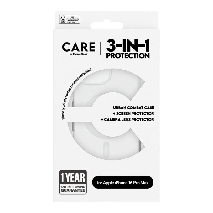 Bundle Hoops + UWF Panzerglas + Urban Combat Hülle für iPhone 16 Pro Max, CARE