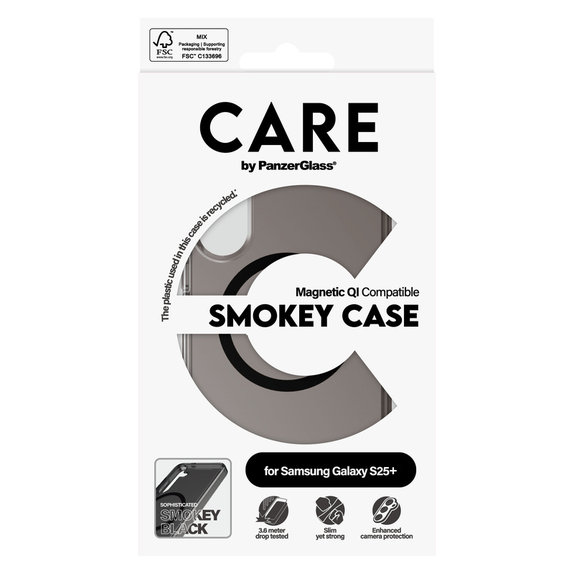 Hülle Smokey mit schwarzem QI für Samsung Galaxy S25+, Schwarz, PanzerGlass