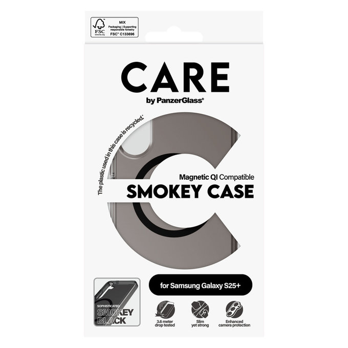 Hülle Smokey mit schwarzem QI für Samsung Galaxy S25+, Schwarz, PanzerGlass