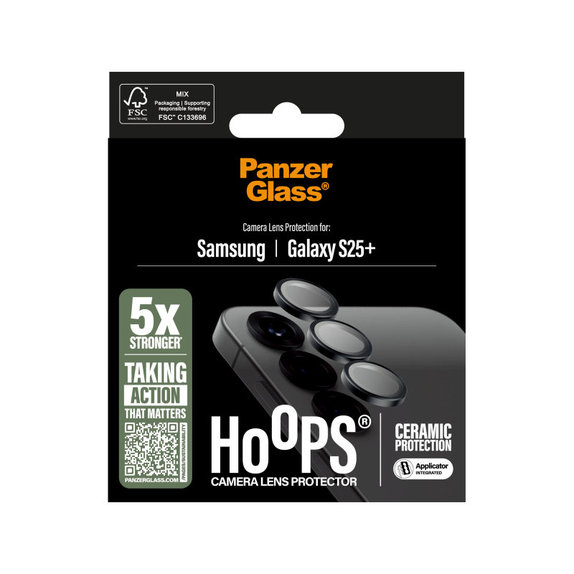 Hoops Ceramic Kameraobjektivschutz für Samsung S25+, Schwarz, PanzerGlass