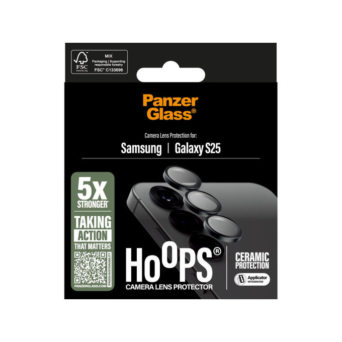 Kameralinsenschutz Hoops Ceramic für Samsung S25, Schwarz, PanzerGlass