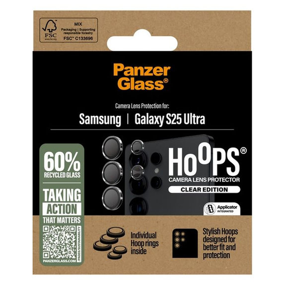 PanzerGlass - Kameraobjektiv-Schutzhülle Hoops für Samsung Galaxy S25 Ultra, transparent