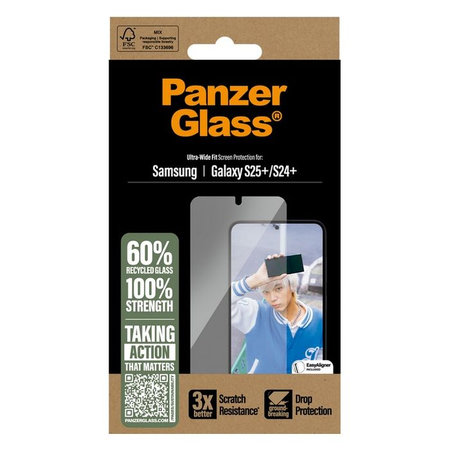 PanzerGlass - Gehärtetes Glas UWF mit aplikator für Samsung Galaxy S25+, transparent