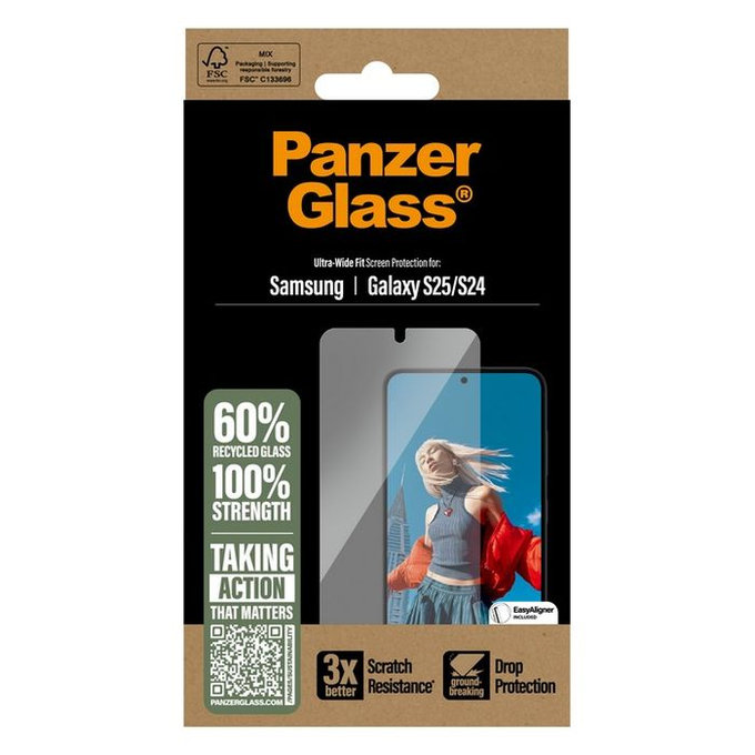 PanzerGlass - Gehärtetes Glas UWF mit aplikator für Samsung Galaxy S25, transparent