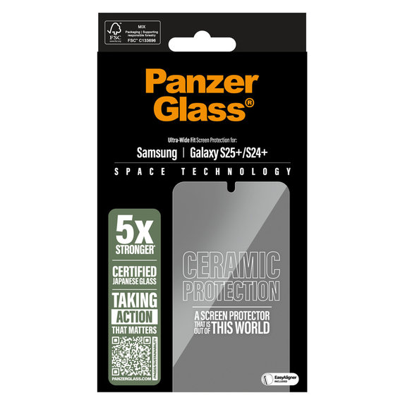 Panzerglas UWF Ceramic mit Applikator für Samsung Galaxy S25+, Klar, PanzerGlass