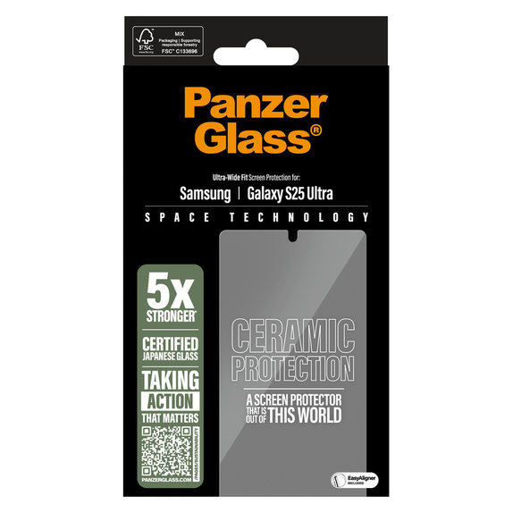 Panzerglas UWF Ceramic mit Applikator für Samsung Galaxy S25 Ultra, Klar, PanzerGlass