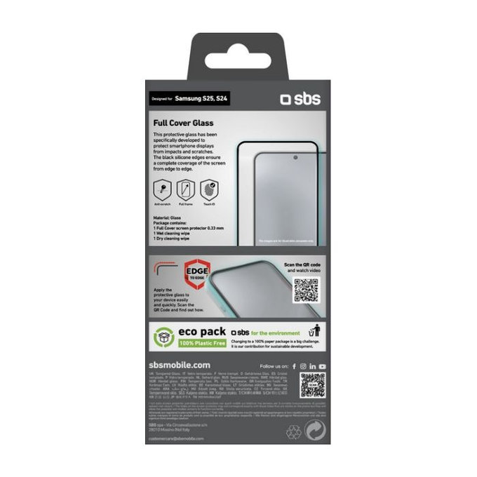 SBS - Gehärtetes Glas Full Cover für Samsung Galaxy S24 und S25, schwarz