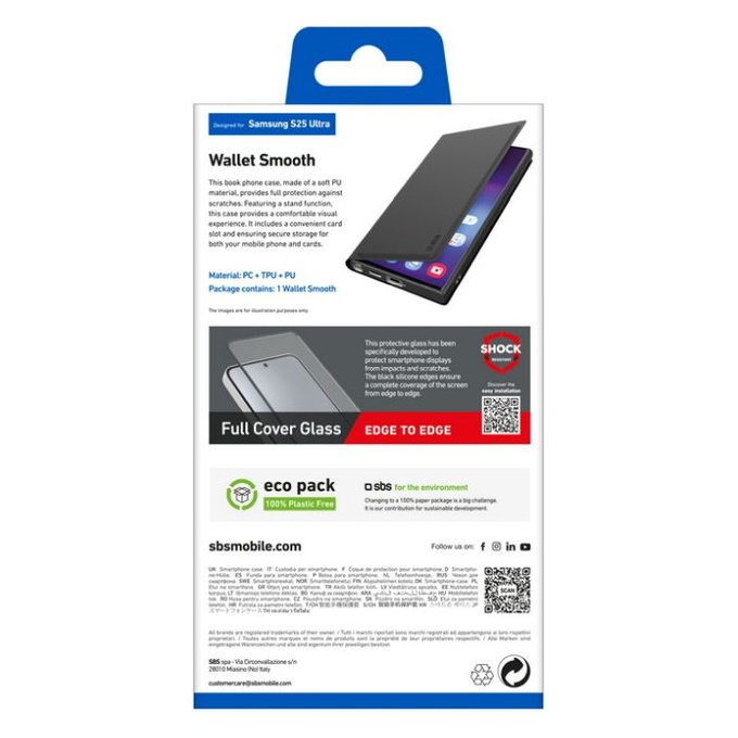 SBS - Hülle Book Wallet Smooth für Samsung Galaxy S25 Ultra, schwarz
