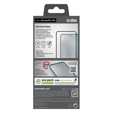 SBS - Gehärtetes Glas Full Cover für Samsung Galaxy S24+ und S25+, schwarz