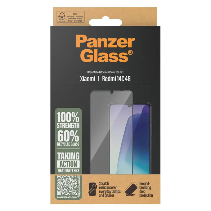 Panzerglas UWF für Xiaomi Redmi 14C 4G, Klar, PanzerGlass