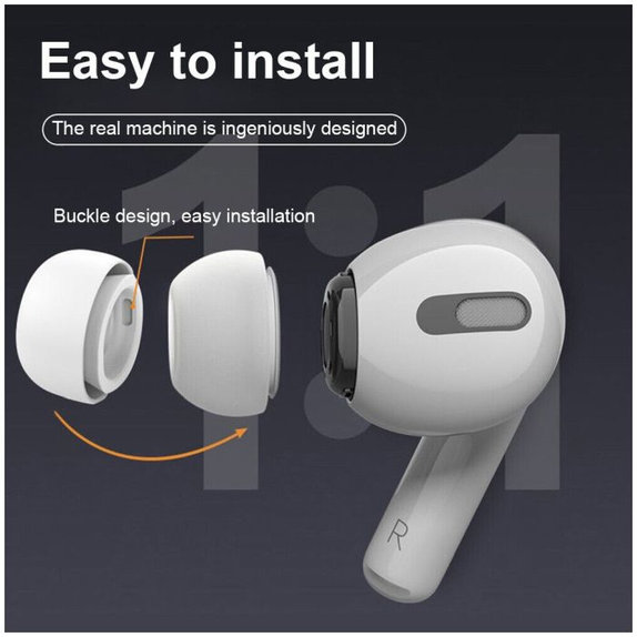 FixPremium - Ohrstöpsel für AirPods Pro - Set 3Stk (L, S, XS), weiß