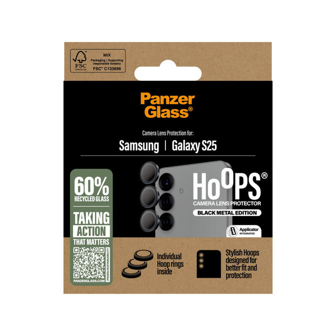 Kameralinsenschutz Hoops für Samsung S25, Schwarz, PanzerGlass