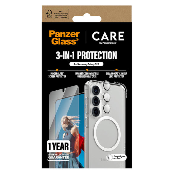 Bundle 3-in-1 für Samsung Galaxy S25, PanzerGlass
