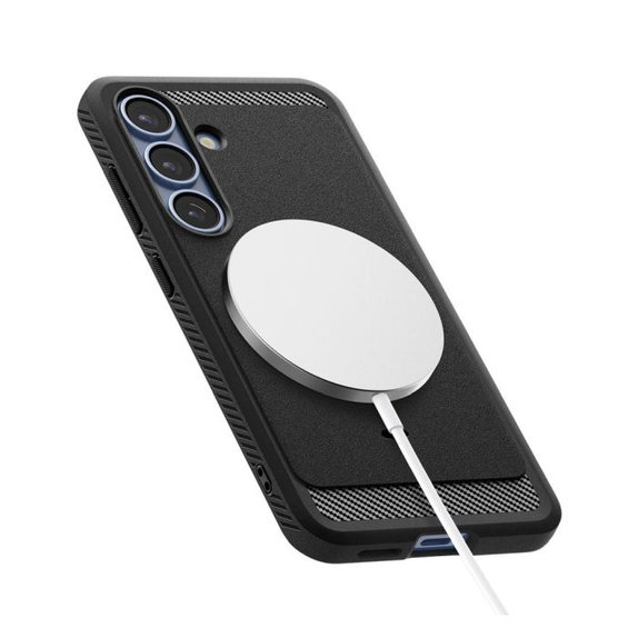 Spigen - Hülle Rugged Armor mit MagSafe für Samsung Galaxy S25, Matte Black
