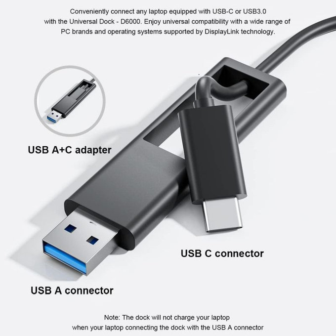 Dell D6000 - Dockingstation (USB-C) + 130W Adapter Refurbished