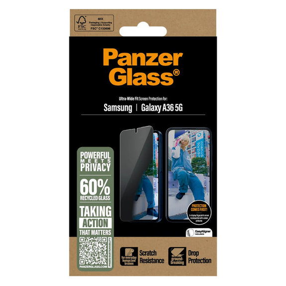 Panzerglas UWF Privacy für Samsung Galaxy A36 5G, Klar, PanzerGlass