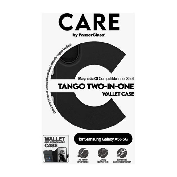 Hülle Wallet Tango Two-In-One für Samsung A56 5G, schwarz, PanzerGlass