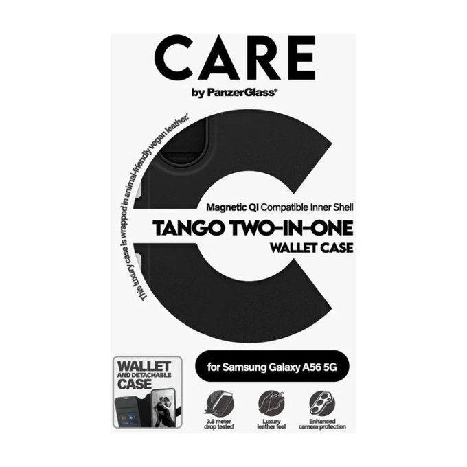 Hülle Wallet Tango Two-In-One für Samsung A56 5G, schwarz, PanzerGlass