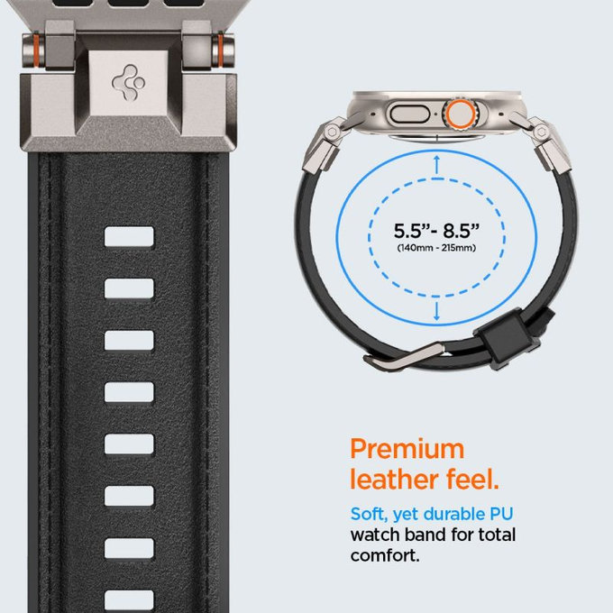 Spigen - Armband Durapro Armor PU für Apple Watch (42, 44, 45, 49mm), schwarz