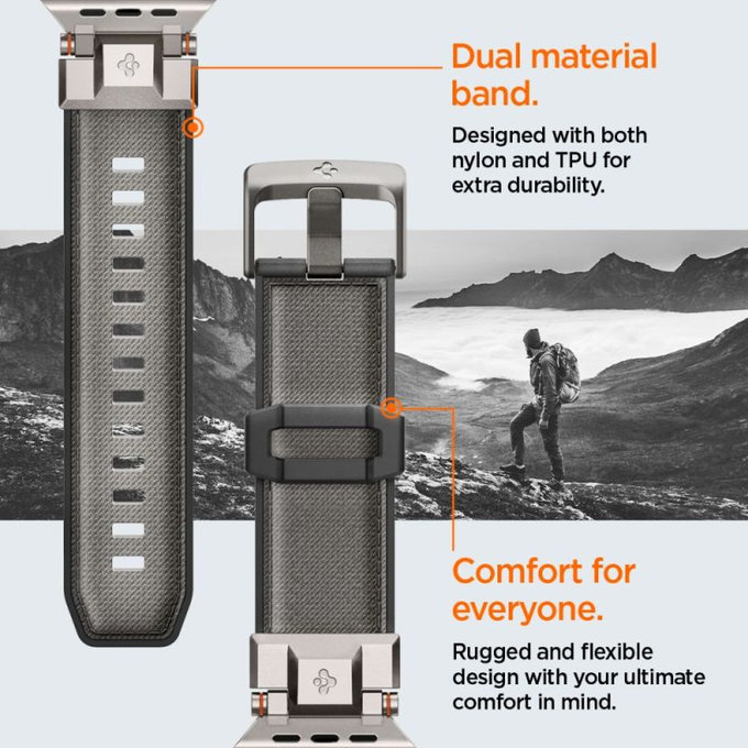 Spigen - Armband Durapro Armor für Apple Watch (42, 44, 45, 49mm), grau
