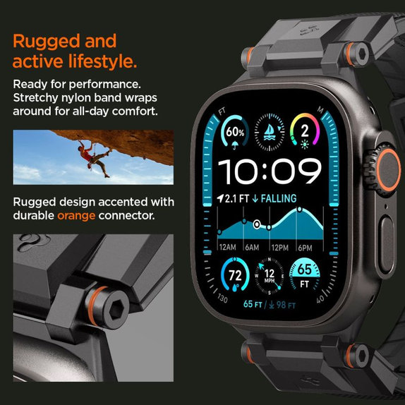 Spigen - Armband Durapro Armor für Apple Watch (42, 44, 45, 49mm), Black Edition