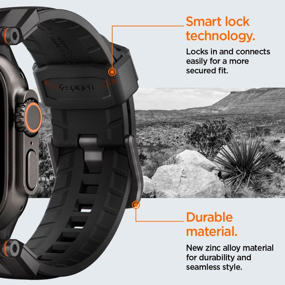 Spigen - Armband Durapro Armor für Apple Watch (42, 44, 45, 49mm), Black Edition