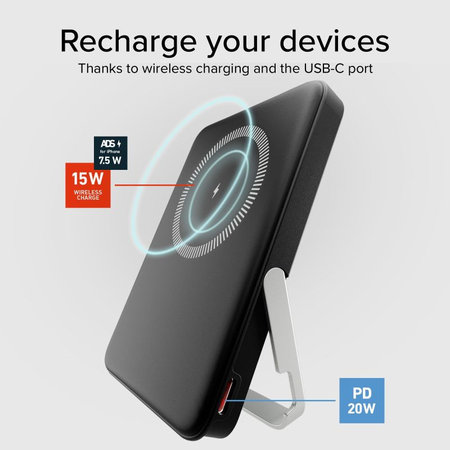 SBS - PowerBank 5000mAh, 20W, Power Delivery, Mag Stand, schwarz