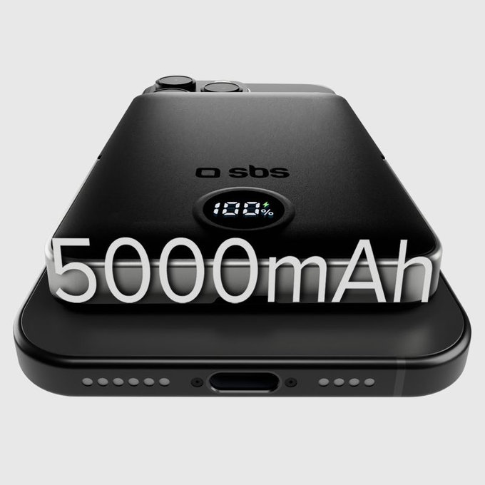 SBS - PowerBank 5000mAh, 20W, Power Delivery, Mag Stand, schwarz