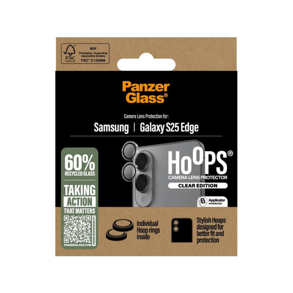 Kameralinsenschutz Hoops für Samsung S25 Edge, Transparent, PanzerGlass