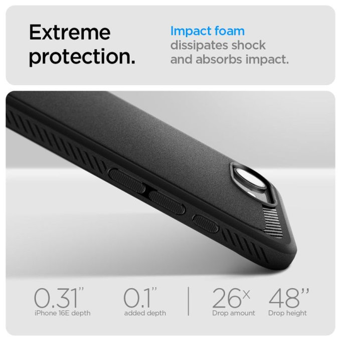 Spigen - Hülle Rugged Armor MagSafe für iPhone 16e, Matte Black