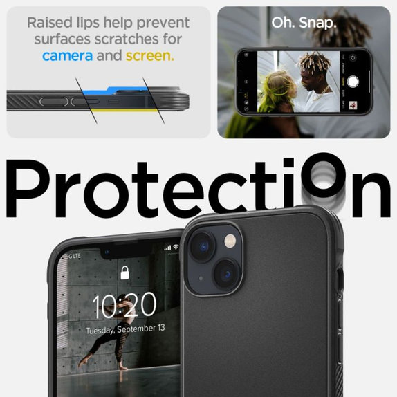 Spigen - Hülle Rugged Armor MagSafe für iPhone 14, Matte Black